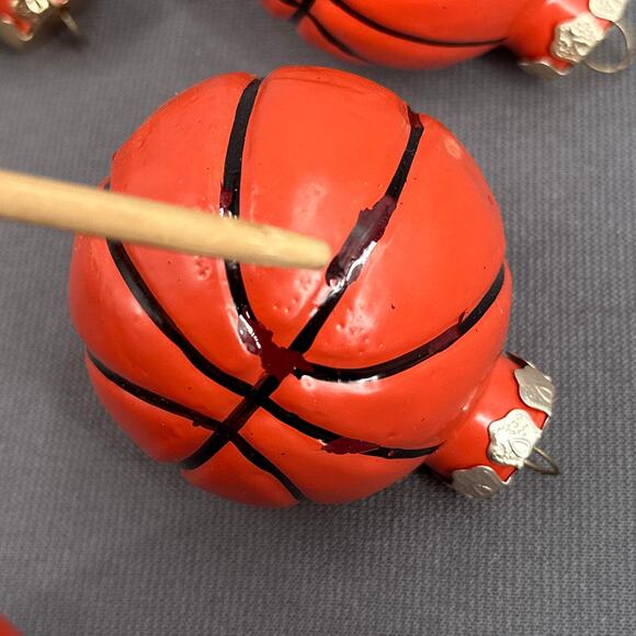 VTG Glass Basketball Christmas Ornaments Set 7 Sporty Athlete Team Player Y2K - Picture 15 of 16